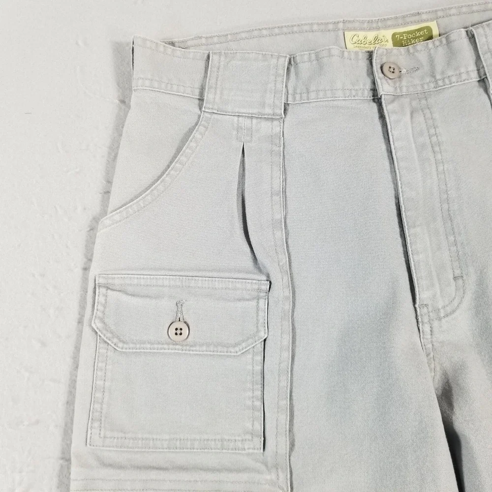 Cabela's 7 pocket cargo hiking pants men's 34x34 gray outdoor adventure